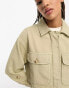 Stradivarius linen look utility jacket in khaki