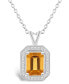 Фото #1 товара Macy's citrine (1-3/5 ct. t.w.) and Diamond (1/7 ct. t.w.) Halo Pendant Necklace in Sterling Silver