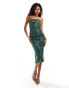 Amy Lynn Johanna green foil coated denim bandeau top co-ord Foliertes Grün, UK 8 - фото #2