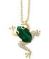 ფოტო #1 პროდუქტის EFFY® Malachite (14 x 8mm) & Diamond (1/6 ct. t.w.) Frog 18" Pendant Necklace in 14k Gold