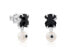 Фото #1 товара Silver dangle earrings with onyx and pearl Erma 1000136700