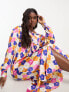 Фото #3 товара Monki maxi satin floral print shirt dress in multi