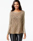 Фото #2 товара Inc International Concepts Women Long Sleeve Metallic Pointelle Sweater Gold L