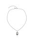 Фото #1 товара Sterling Silver and White Mother of Pearl Gemstone Fan Pendant with Chain Necklace, 17-20 Inches