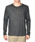 Фото #1 товара Men's Yarn-Dyed Ribbed Long Sleeve Henley Shirt