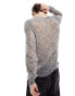 ASOS DESIGN knitted jumper in sheer texture in charcoal