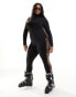 Фото #4 товара Threadbare Plus Ski base layer top and leggings set in black with contrast leopard print