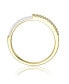 Фото #2 товара Kids/Teens 14k Yellow Gold Plated with Cubic Zirconia White Enamel Half & Half Slim Stacking Ring