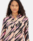 Фото #3 товара Women's Wave-Print Button-Up Shirt, Created for Macy's