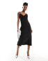 Фото #2 товара Monki strappy maxi slip dress with lace detail in black