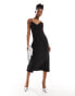 Фото #1 товара Monki strappy maxi slip dress with lace detail in black