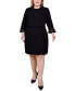 ფოტო #1 პროდუქტის Plus Size Novelty Knit and Lace Dress, 2 Piece Set