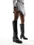 Public Desire Wide Fit Nashville knee boot with hardware in black