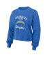 Women's Blue Distressed Los Angeles Chargers Waffle Knit Long Sleeve T-shirt and Shorts Lounge Set