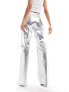 Mango straight leg jeans in silver