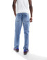 Фото #7 товара ASOS DESIGN tapered fit jeans in light wash blue - LBLUE