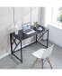Фото #1 товара Tempered Black Glass Computer Desk, Laptop Desk, Pc Laptop Table With Metal Frame, Writing Desk
