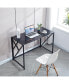 Tempered Black Glass Computer Desk, Laptop Desk, Pc Laptop Table With Metal Frame, Writing Desk