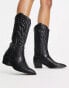 Фото #2 товара Stradivarius knee high western boot in black