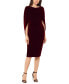 Фото #2 товара Petite Velvet Cape-Sleeve Drape-Back Dress