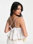 Фото #2 товара Topshop contrast broderie plunge cami in ivory