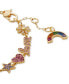 ფოტო #2 პროდუქტის Gold-Tone Multicolor Crystal Rainbow Joy Charm Bracelet