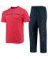 ფოტო #1 პროდუქტის Men's Navy, Red Cleveland Indians Meter T-shirt and Pants Sleep Set