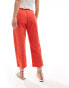 Фото #3 товара ASOS DESIGN Petite tailored belted trouser with linen in red