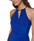 Фото #7 товара Women's Metallic-Neck Faux-Wrap Dress