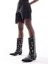 Фото #1 товара Stradivarius pattern western boot in black and ecru