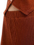 Vero Moda plisse wide leg trouser co-ord in rust