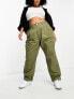 Фото #4 товара River Island Plus straight leg cargo trousers in khaki