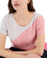 ფოტო #3 პროდუქტის Women's Colorblock Cap-Sleeve Ribbed Sweater