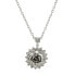 Silver-Tone Crystal Flower Pendant Necklace 16" Adjustable