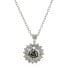 Фото #1 товара Silver-Tone Crystal Flower Pendant Necklace 16" Adjustable