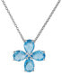ფოტო #1 პროდუქტის Swiss Blue Topaz Clover Pendant Necklace (10 ct. t.w.) in Sterling Silver, 18" + 5-1/2" extender
