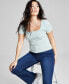 ფოტო #1 პროდუქტის Women's Ribbed Seamless Square-Neck Tee, Created for Macy's