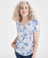 Фото #1 товара Petite Hamptons Dye Perfect V-Neck T-Shirt, Created for Macy's