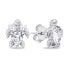 Playful silver jewelry set with zircons Turtle SET233W (earrings, pendant)