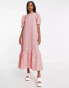 ASOS DESIGN Tall volume maxi smock dress in red mixed gingham