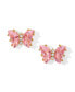 Pink Faux Cubic Zirconia Flutter Love Butterfly Stud Earrings
