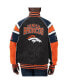 Фото #2 товара Men's Black Denver Broncos Faux Suede Raglan Full-Zip Varsity Jacket