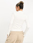 River Island rib top with frilled sleeve in white 44 - фото #6