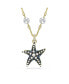 Фото #1 товара Crystal Swarovski Imitation Pearls, Starfish, Multicolored, Gold-Tone Idyllia Pendant Necklace