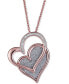 ფოტო #1 პროდუქტის Diamond Glitter Double Heart 18" Pendant Necklace (1/8 ct. t.w.) in 14k Rose Gold-Plated Sterling Silver