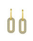 ფოტო #2 პროდუქტის Geometric Vertical U Rectangle Inside Out Micro Pave CZ Dangling Chain Link Paperclip Earrings Of Women Yellow Gold Plated