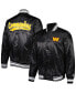 Фото #2 товара Men's Black Washington Commanders Locker Room Satin Varsity Full-Snap Jacket