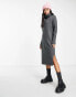 Фото #2 товара New Look knitted turtle neck midi dress in charcoal grey