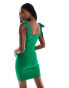 Vesper sleeveless bow strap detail mini dress in bright green