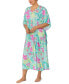 ფოტო #3 პროდუქტის Plus Size Floral V-Neck Caftan Nightgown